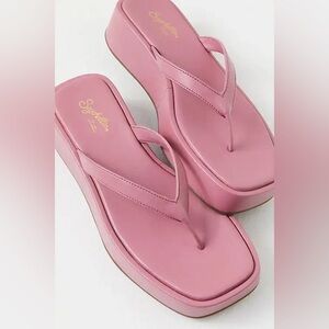 Seychelles Sunflower Pink Platform Thong Sandals 6